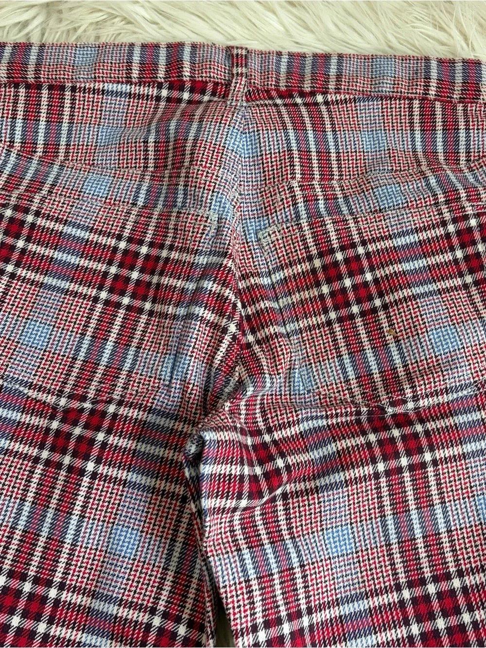 Y2K Abercrombie Fitch Flare Jeans Womens 0 Red Plaid Bell Bottom Mean Girls